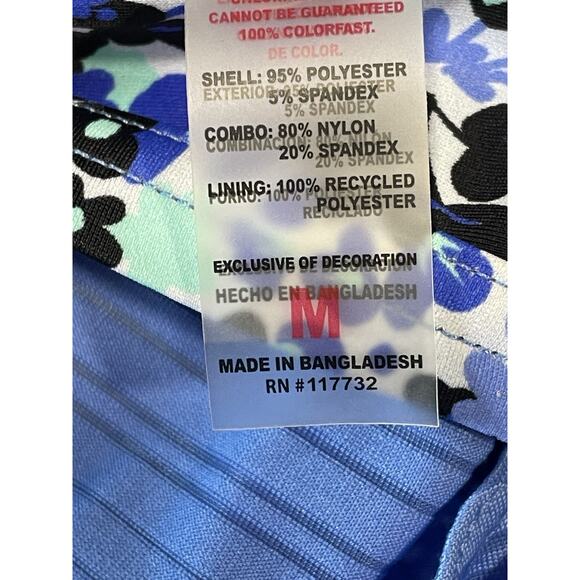 NWT-ZeroXposure 2 in 1 ruched Athletic Blue Floral Built In Bra Tank Top Size M - Picture 5 of 6